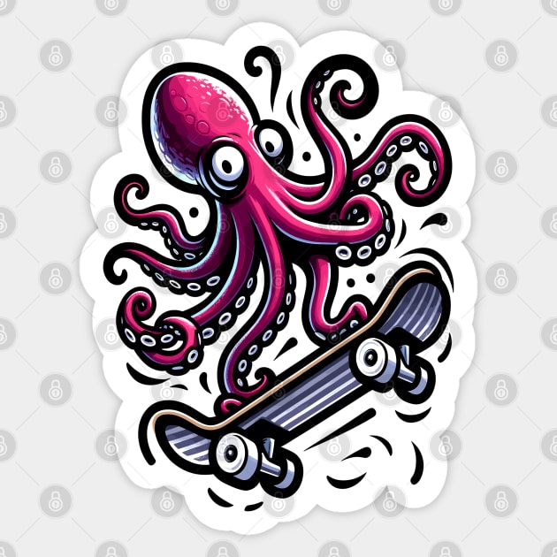 Inky Glide: Octopus Skateboard Adventure Sticker by Toonstruction